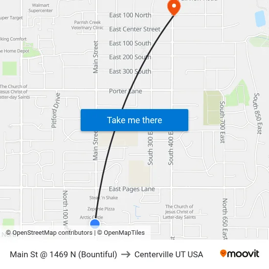 Main St @ 1469 N    (Bountiful) to Centerville UT USA map