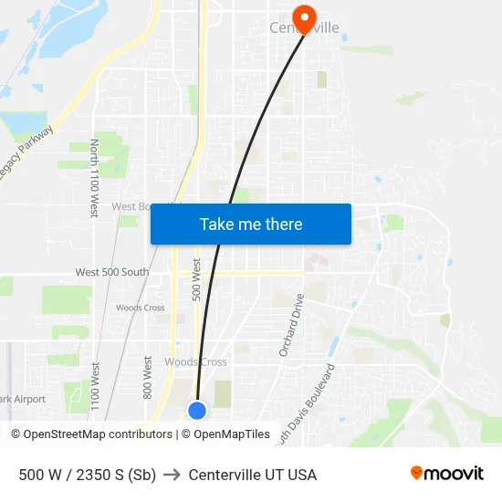 500 W / 2350 S (Sb) to Centerville UT USA map