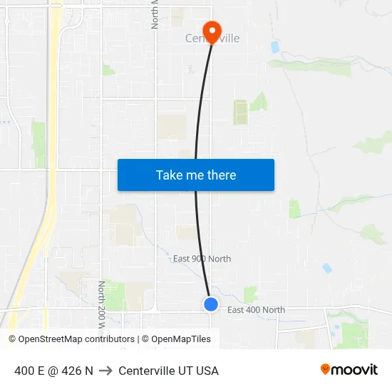 400 E @ 426 N to Centerville UT USA map