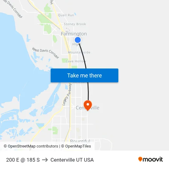 200 E @ 185 S to Centerville UT USA map