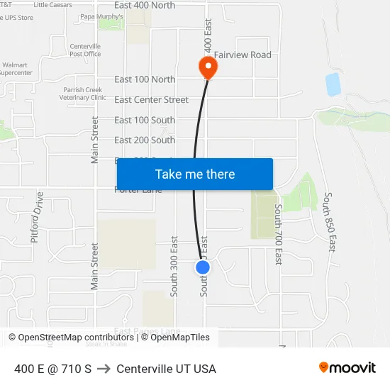 400 E @ 710 S to Centerville UT USA map