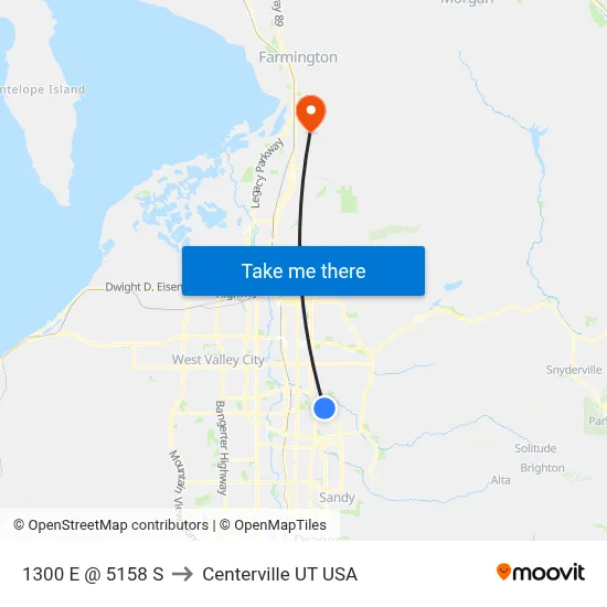 1300 E @ 5158 S to Centerville UT USA map