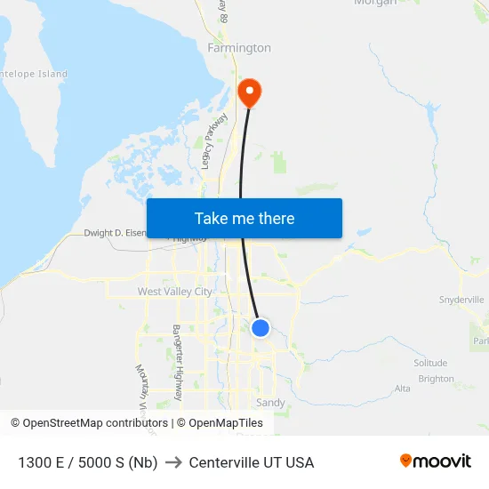 1300 E / 5000 S (Nb) to Centerville UT USA map
