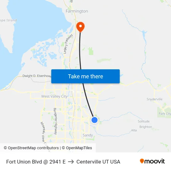 Fort Union Blvd @ 2941 E to Centerville UT USA map