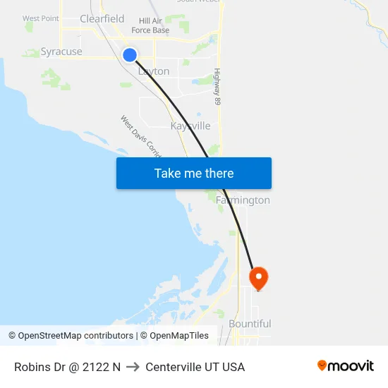 Robins Dr @ 2122 N to Centerville UT USA map