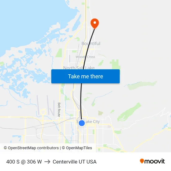 400 S @ 306 W to Centerville UT USA map
