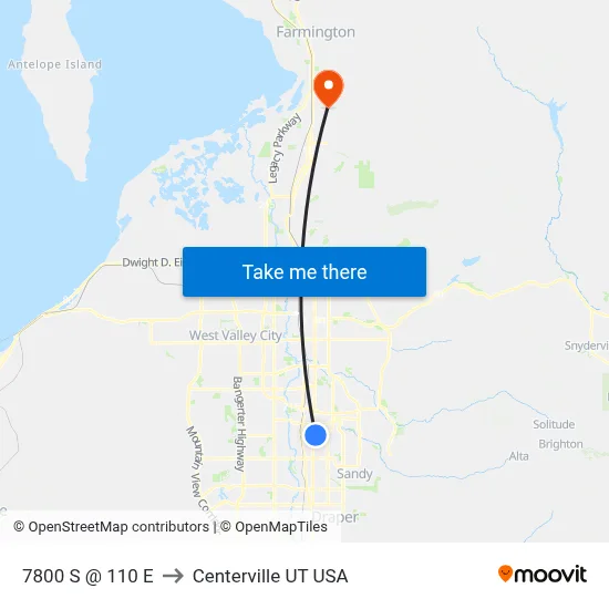 7800 S @ 110 E to Centerville UT USA map