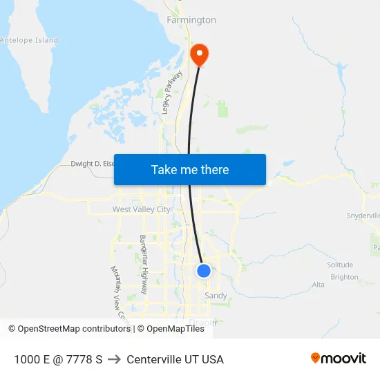 1000 E @ 7778 S to Centerville UT USA map