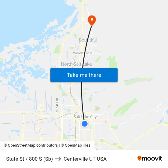 State St / 800 S (Sb) to Centerville UT USA map