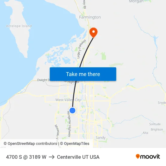 4700 S @ 3189 W to Centerville UT USA map