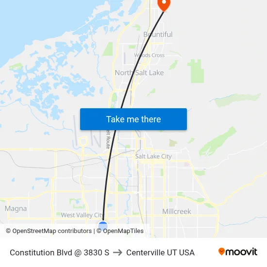 Constitution Blvd @ 3830 S to Centerville UT USA map