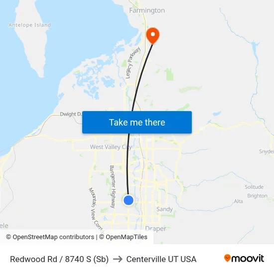 Redwood Rd / 8740 S (Sb) to Centerville UT USA map