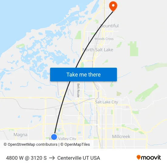 4800 W @ 3120 S to Centerville UT USA map
