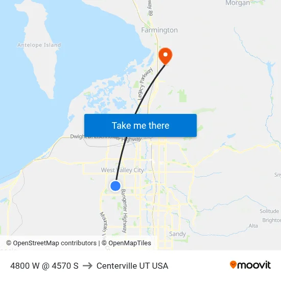 4800 W @ 4570 S to Centerville UT USA map