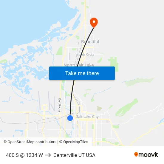 400 S @ 1234 W to Centerville UT USA map