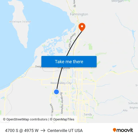 4700 S @ 4975 W to Centerville UT USA map