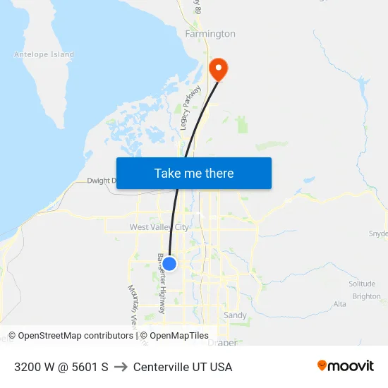 3200 W @ 5601 S to Centerville UT USA map