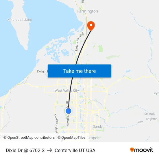 Dixie Dr @ 6702 S to Centerville UT USA map