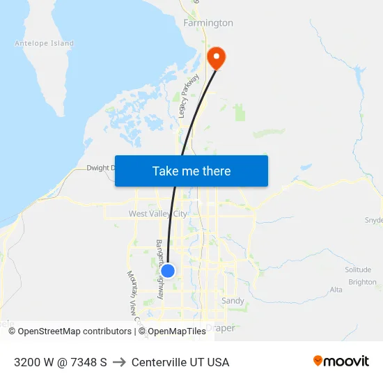 3200 W @ 7348 S to Centerville UT USA map