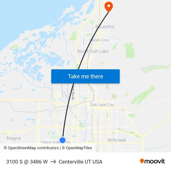 3100 S @ 3486 W to Centerville UT USA map