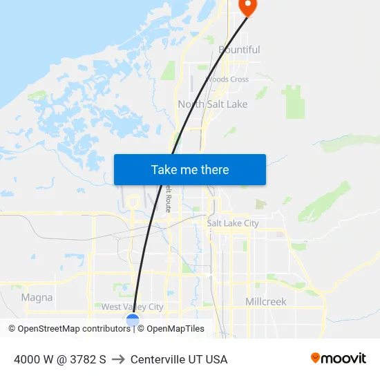 4000 W @ 3782 S to Centerville UT USA map
