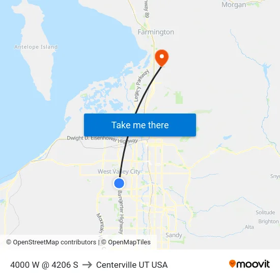 4000 W @ 4206 S to Centerville UT USA map