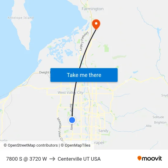 7800 S @ 3720 W to Centerville UT USA map