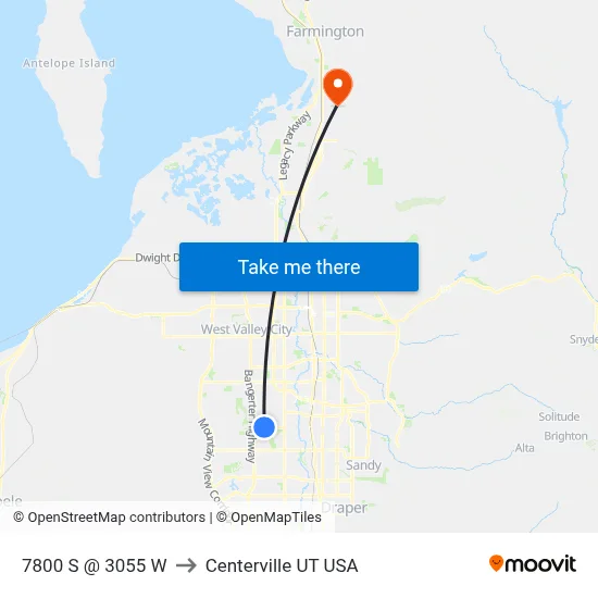 7800 S @ 3055 W to Centerville UT USA map