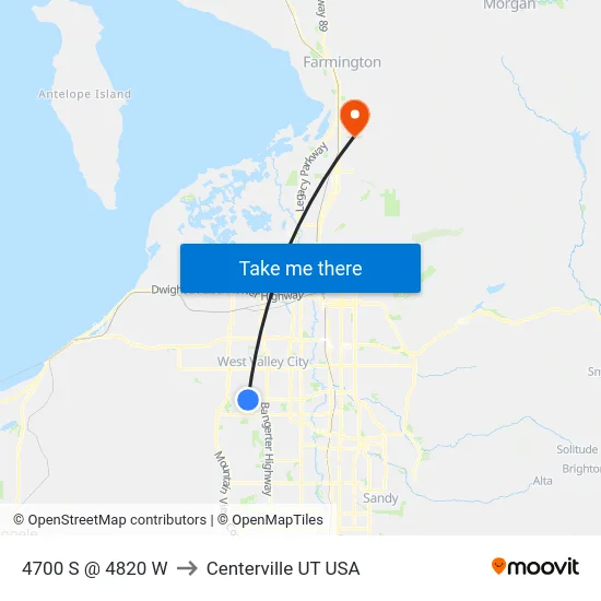 4700 S @ 4820 W to Centerville UT USA map