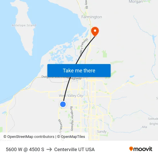 5600 W @ 4500 S to Centerville UT USA map