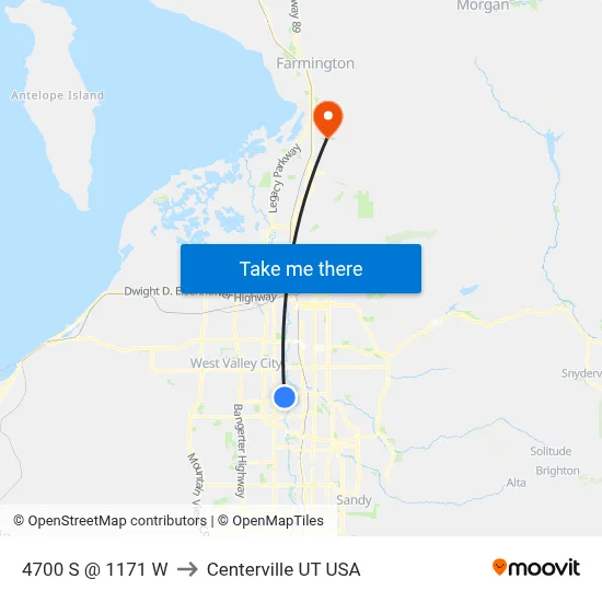 4700 S @ 1171 W to Centerville UT USA map