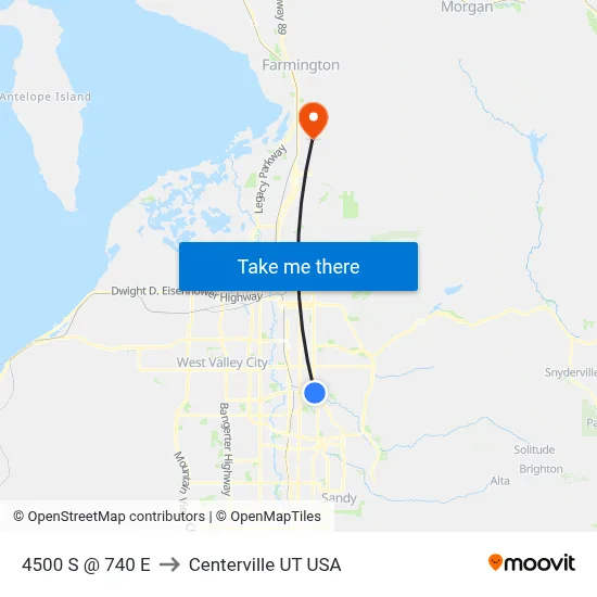 4500 S @ 740 E to Centerville UT USA map