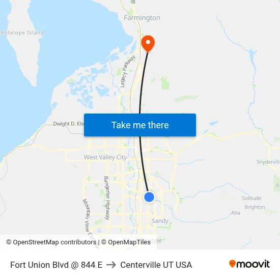 Fort Union Blvd @ 844 E to Centerville UT USA map