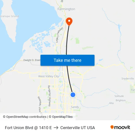 Fort Union Blvd @ 1410 E to Centerville UT USA map