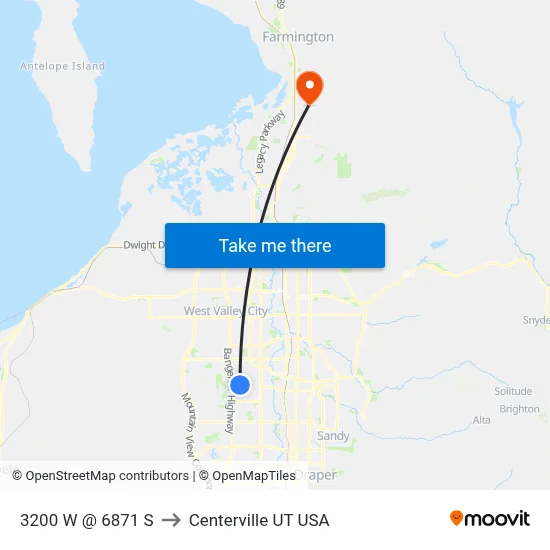 3200 W @ 6871 S to Centerville UT USA map