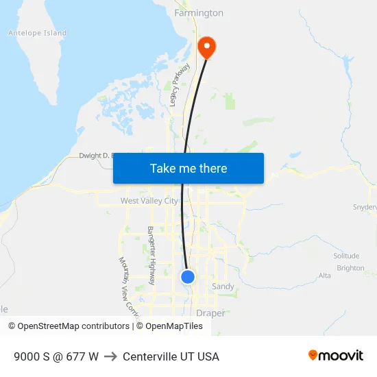 9000 S @  677 W to Centerville UT USA map