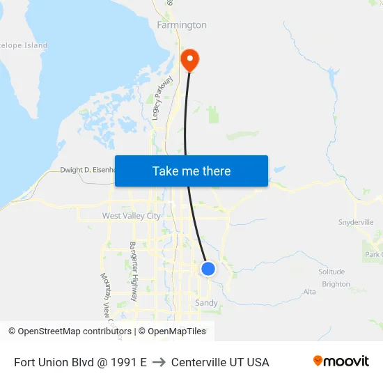Fort Union Blvd @ 1991 E to Centerville UT USA map