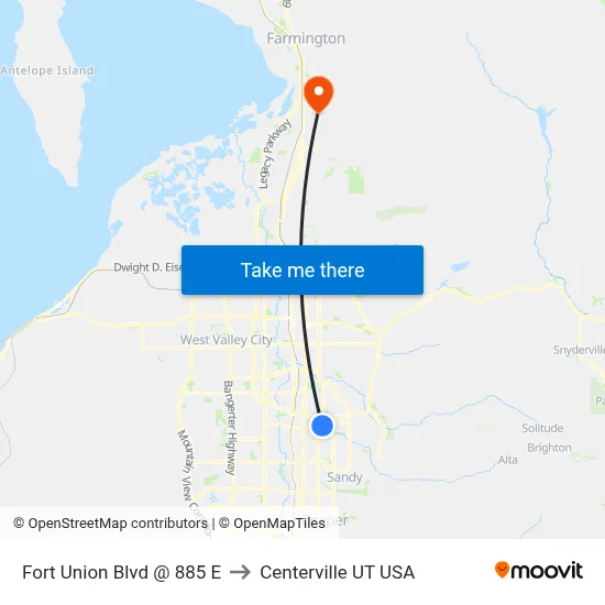 Fort Union Blvd @ 885 E to Centerville UT USA map