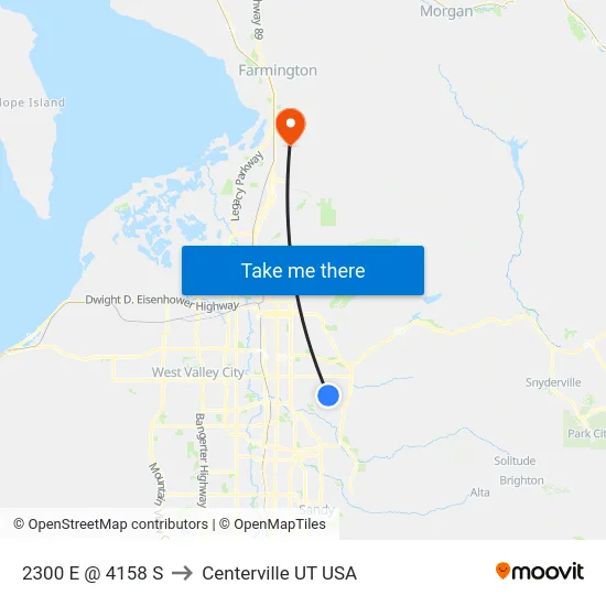 2300 E @ 4158 S to Centerville UT USA map