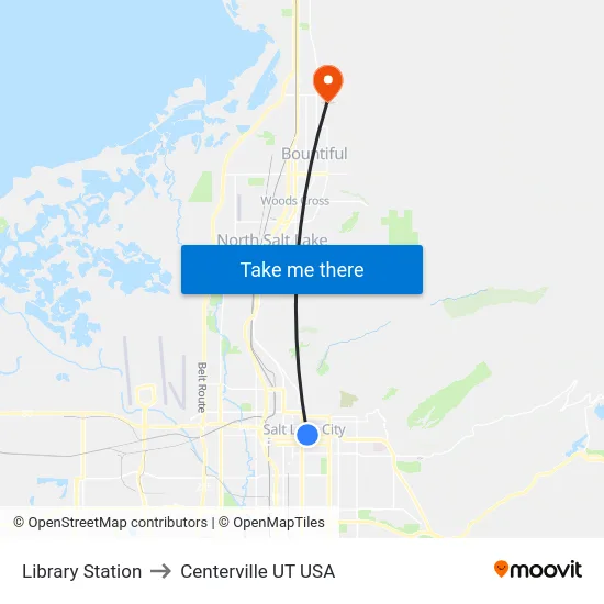 Library Station to Centerville UT USA map