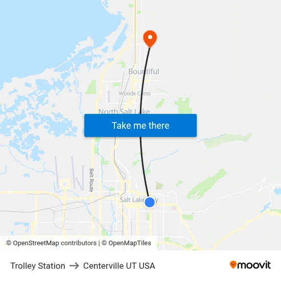 Trolley Station to Centerville UT USA map
