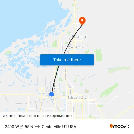 2400 W @ 55 N to Centerville UT USA map
