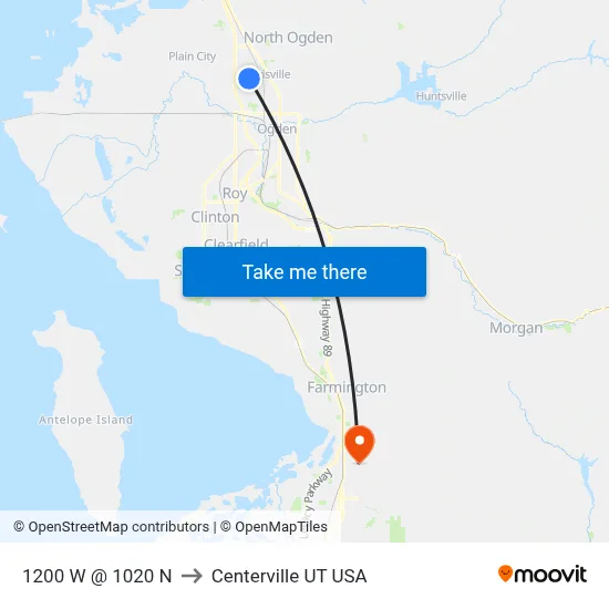 1200 W @ 1020 N to Centerville UT USA map