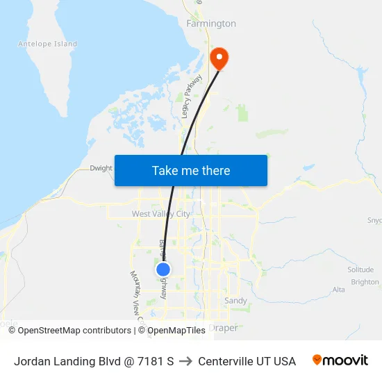 Jordan Landing Blvd @ 7181 S to Centerville UT USA map