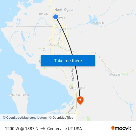 1200 W @ 1387 N to Centerville UT USA map