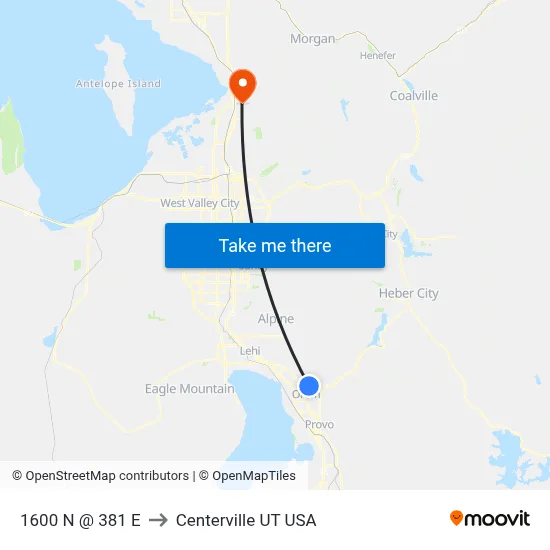 1600 N @ 381 E to Centerville UT USA map