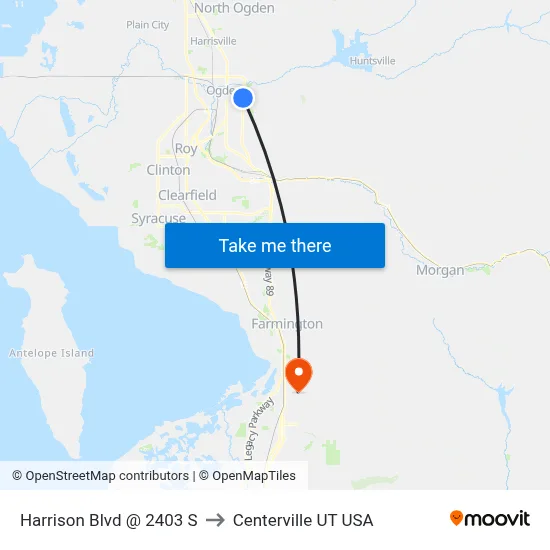 Harrison Blvd @ 2403 S to Centerville UT USA map