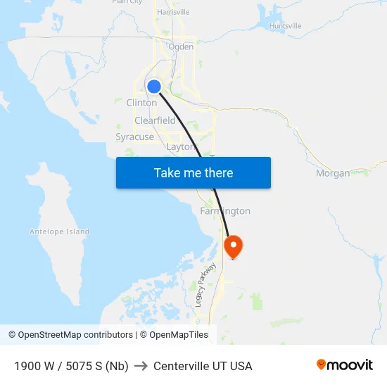 1900 W / 5075 S (Nb) to Centerville UT USA map