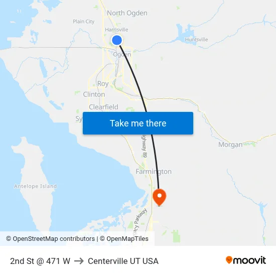 2nd St @ 471 W to Centerville UT USA map