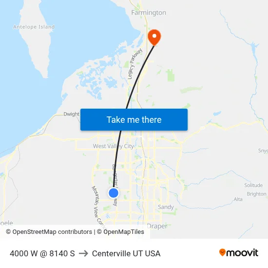 4000 W @ 8140 S to Centerville UT USA map